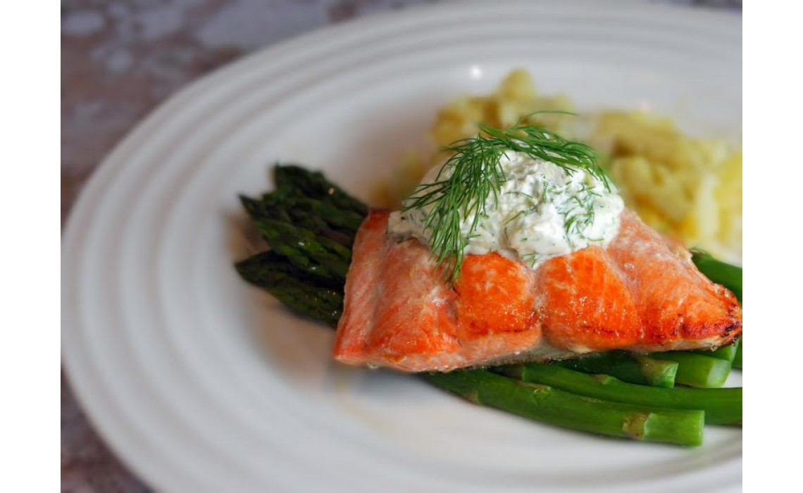 Wild Salmon with Dill Cream Sauce